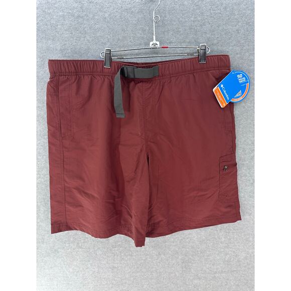NWT Columbia Men's sz XL Omni Shade Relaxed Fit Shorts Burgundy Fishing Beach - Picture 1 of 10